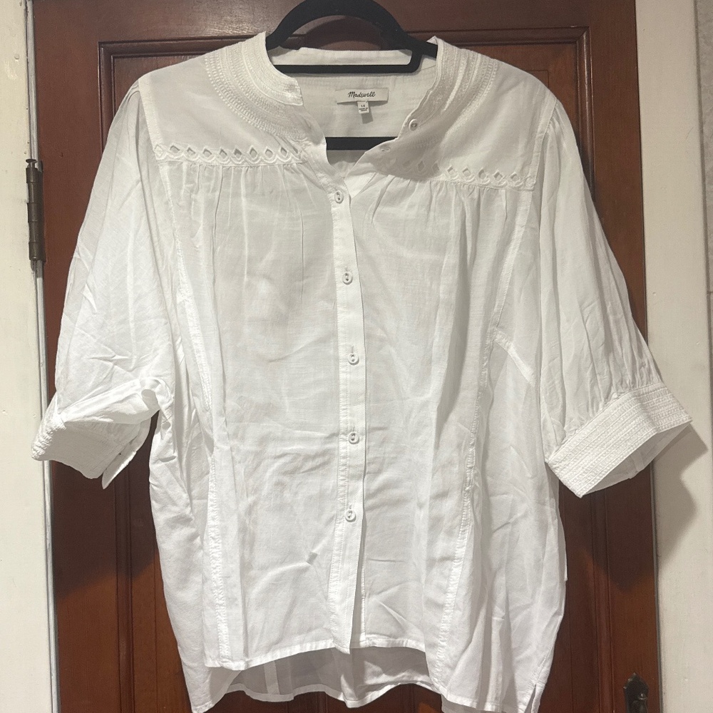 MADEWELL Puff-Sleeve Band-Collar Shirt - Picture 6 of 7